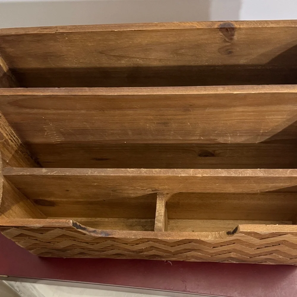 Rustic Wooden Organizer with Chevron Pattern